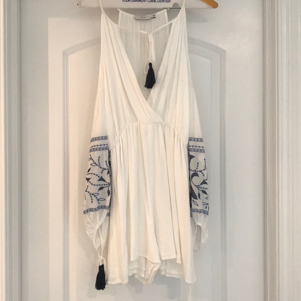 Lush embroidered white romper